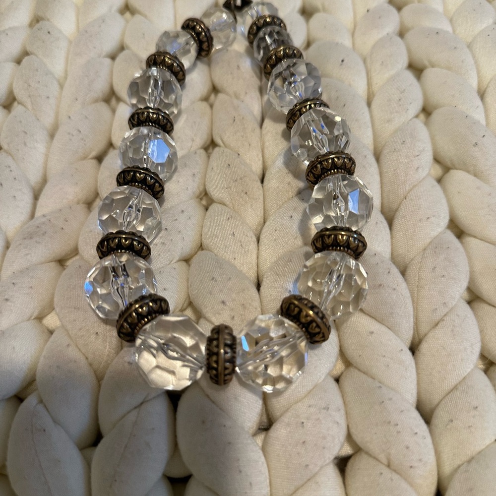 Elegant Crystal and Bronze Beaded Necklace